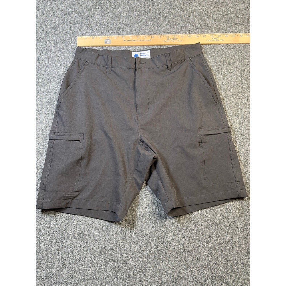Salty Seagulls Mens Gray Hybrid Cargo Shorts Stretch Quick Dry Size Large L